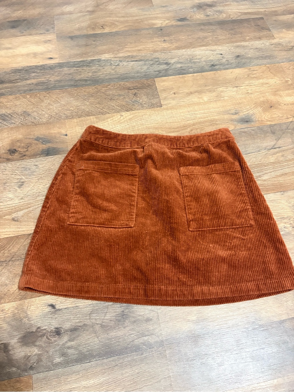 Forever 21 Burnt Orange Corduroy Mini Skirt with Front Pockets